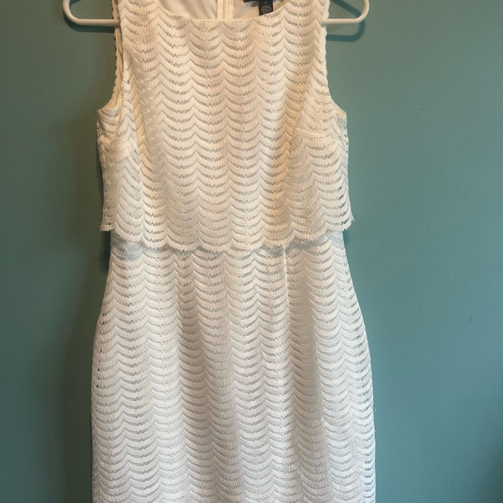 American Living White Textured Midi Dress